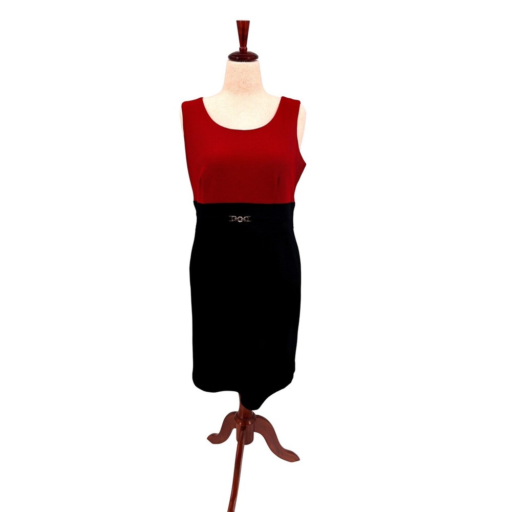 Studio One New York Dress & Jacket Set Womens 12 Cranberry Black Gold Buckle 2Pc - Picture 5 of 14